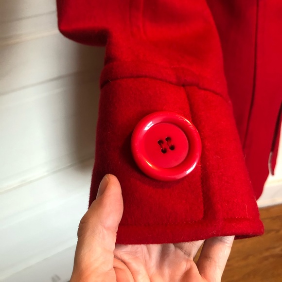 🌟SOLD⭐️Retro Style Red Peacoat W/Pockets Sz M/L - Picture 5 of 8